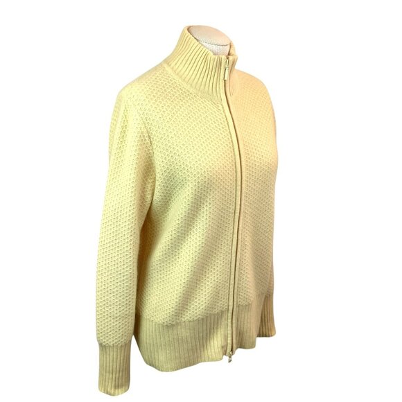 Marshall Fields Cashmere Full Zip Cardigan Sweater Womens Large Yellow - Picture 7 of 10